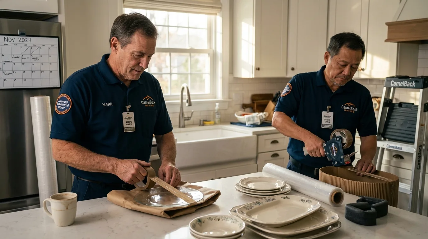 Professional crew packing kitchen dishware in Erwinville, LA
